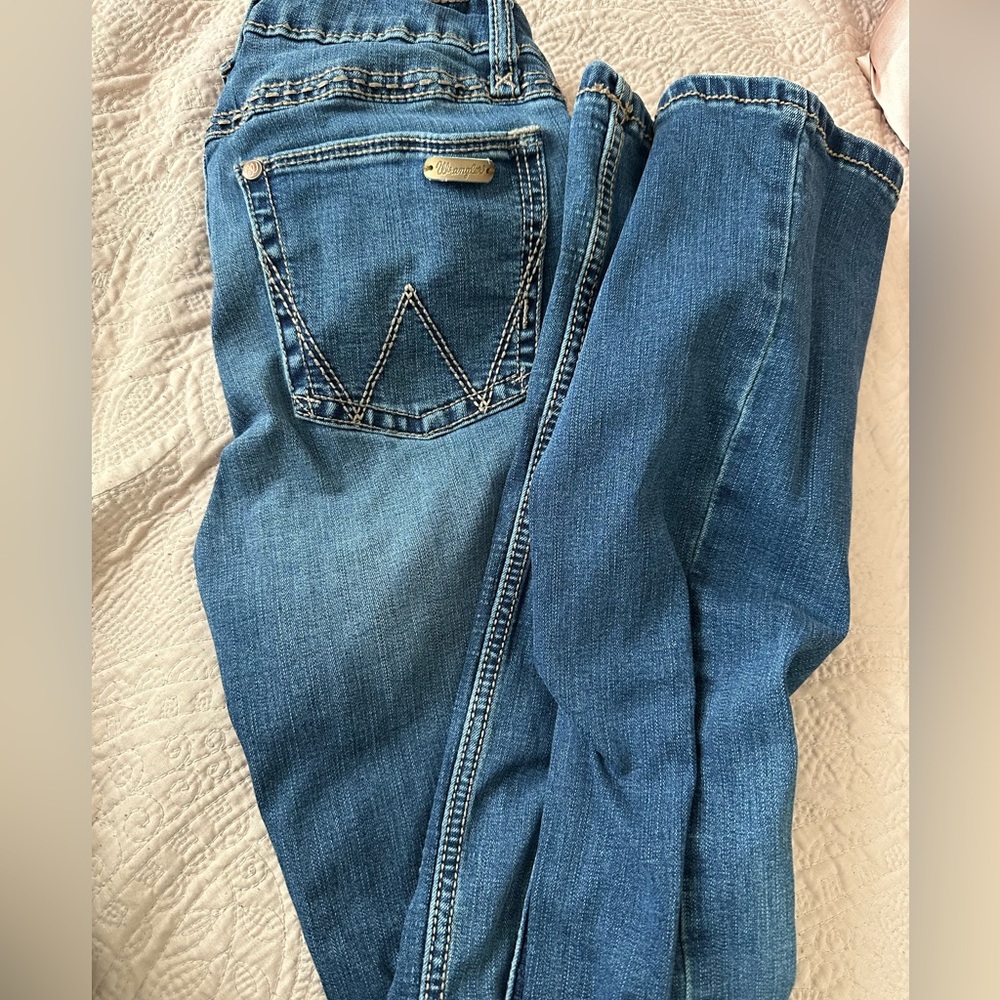 wrangler low rise dark wash jeans